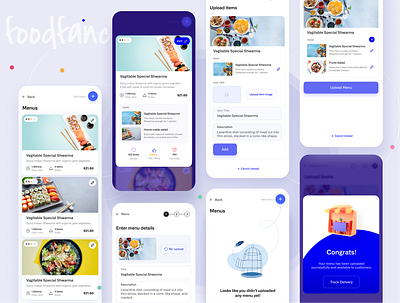 Foodfancy | Chef menu upload screens app design app ui cafe catering chef clean app cooking cooking service food delivery food selling food service full project hand made food home made food minimal project restaurant user experience