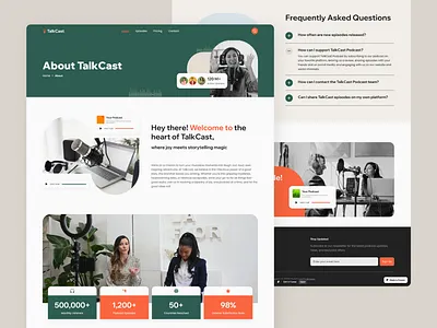 TalkCast About & Pricing Plan Page – Podcast Website Framer audio content creator support draganddrop framer monetize your podcast no code podcast branding podcast hosting podcast website pricing plans responsive web talkcast ui inspiration ui showcase ui trends uxui web design website template