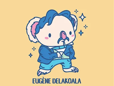 Eugène Delakoala Vector Illustration animal pun artist animal artist pun character design eugene delacroix eugene delacroix animal eugene delacroix animal pun eugene delacroix koala graphic design illustration koala koala pun punny artist animal vector