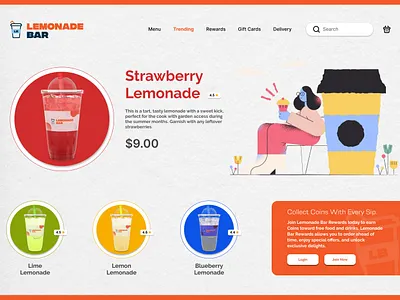 Lemonade Bar Home Page branding design icon identity illustration logo minimal typography ui vector