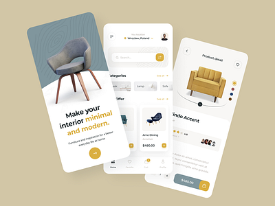 Furniture Shop Mobile App adrian app design designer figma furniture gancarek mobile shopping sofa table ui uidesign uidesigner ux web wroclaw wrocław