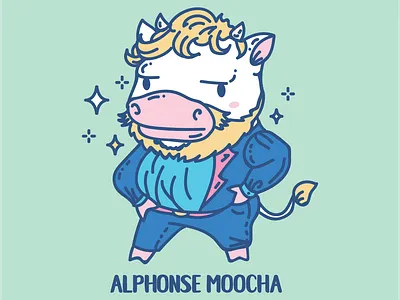 Alphonse Moocha Vector Illustration alphonse moocha alphonse mucha alphonse mucha animal alphonse mucha animal pun alphonse mucha cow animal pun artist animal artist animal pun artist pun artsy animal character cow artist cow pun design funny artist graphic design illustration punny artist punny artist animal vector