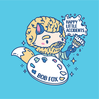 Bob Fox Vector Illustration animal pun artist animal artist animal pun artist pun artsy animal bob fox bob ross bob ross animal bob ross animal pun character design fox fox artist fox pun funny artist graphic design illustration punny artist punny artist animal vector