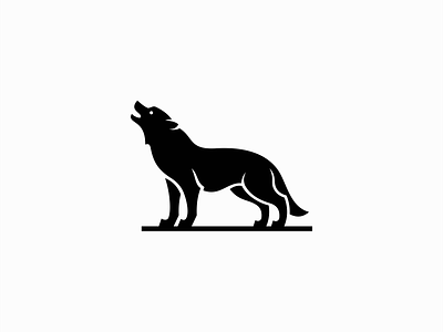 Wolf Logo for Sale animal black branding curves design dog gaming graphic design howling illustration logo mark nature pack premium strong vector wild wolf zoo