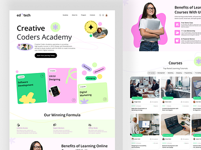 Ed tech - Online Courses Landing Page anshul dawar clean course design e learning ed edtech edtech website exploration header home landing landing page lesson online school study ui ui design web design website