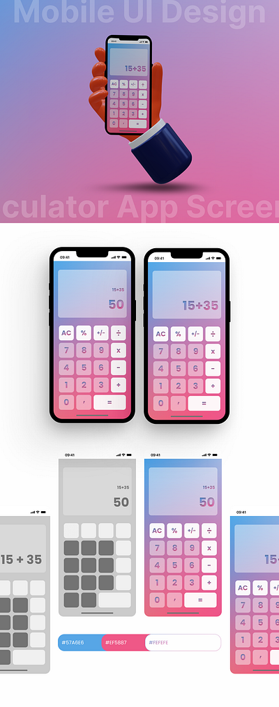 Mobil UI Design: Calculator App Screens calculator calculator app calculator page daily uı dailyuıchallange gradient uı design mobile app uı mobile uı mobile uı design user ınterface user ınterface design ux uı ux uı design uı uı challange uıx daily challange uıx101