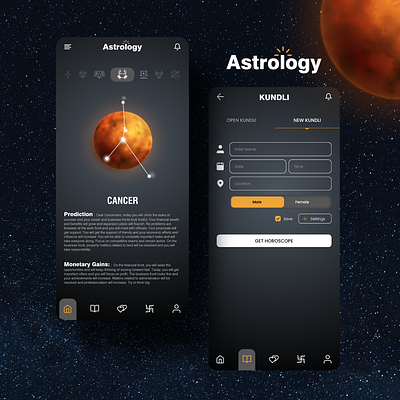 Astrology/Kundli App app astro astrology desig design graphic design horoscope illustration ui zodiacapp