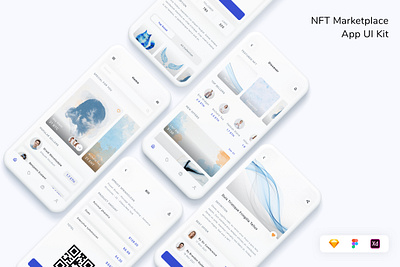 NFT Marketplace App UI Kit app bitcoin blockchain crypto currency design digital art marketplace nft platform token ui ui design ui kit ux