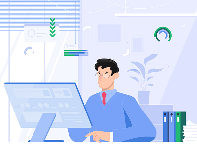 Office character design flat illustration man ui vector