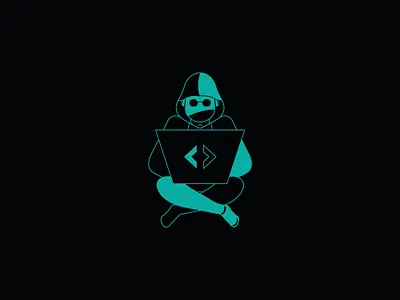 Night Coder Logo coder it it design it mascot laptop logo design mascot design night programmer programmer mascot vector logo working