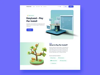 Pay per install website concept design landing shot ukraine ukrainiandesigner ukrdesign