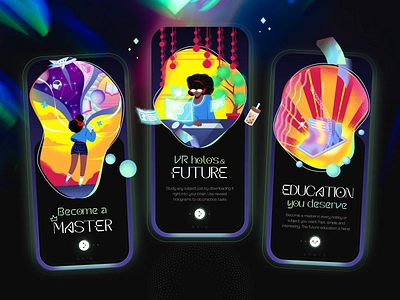 Future Education // Mobile App 2d app app design blacklead blacklead studio color education future illustrations learning mobile mobile app mobile application mobile trends study ui ux vr