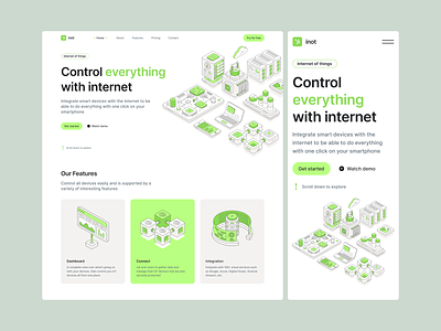Internet of Things - Landing Page animation clean electric green homepage illustration interaction interactive internet internet of things iot landing page minimalist smart smart device smart home ui web