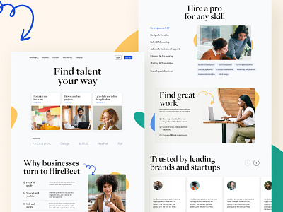 Freelance Platform - Exploration #1 abstract banner freelance hiring homepage jobs landing page testimonials ui upwork website work