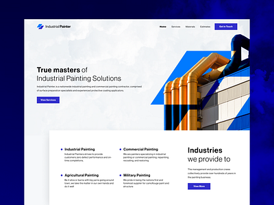 Industrial Painter - Commercial painting service provider blue commercial painter composite factory helvetica industrial painter neue haas painter photoshop ui ui design web design