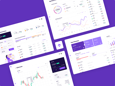 Vizier - Fintech Web Application accounts animation banking candlestick card chart crypto dashboard finance fintech illustration investing onboarding portfolio product design profit stock market transactions wallet web design