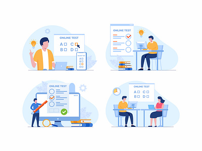 Online test vector illustration 2d banner branding content design flat design flat illustration graphic graphic design illustration illustrator landing page logo online test project ui ux vector website design