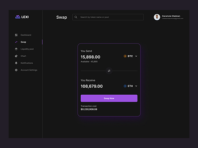 SWAP cryptocurrency darkmode dashboard design exchange swap ui