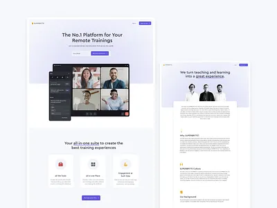 SUPBERBRYTE - Landingpage emojis landingpage purple round teacher tool ui ux videocall webapp webdesign workshop