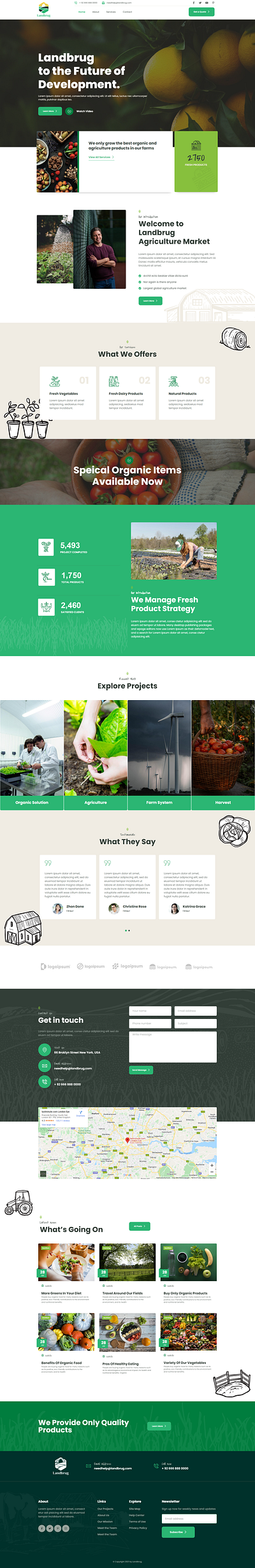 Landbrug Agriculture Product Wordpress Website agriculture agriculture website business website elementor elementor pro fiverr freelance modern website organic food responsive design website website design wordpress wordpress developer wordpress website