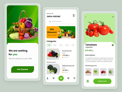 Online Grocery App concept delivery e commerce e commerce app food food app fruits groceries grocery grocery app grocery store mobile app mobile ui online grocery online marketing online shopping store ui design ui ux vegetables