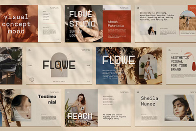 Flowe Presentation Template app branding design editorial illustration keynote multipurpose powerpoint presentation template