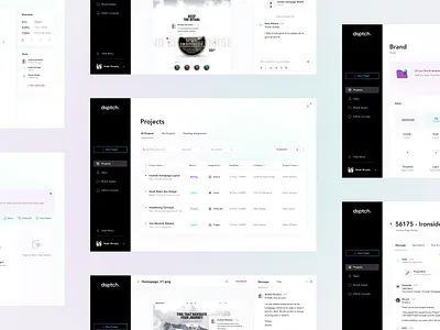 Dsptch. agency app chart data design desktop gradient interface layout manager mobile modern project saas table task ui ux web white