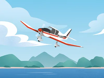 Fly over the sea dr400 fly illustration landscape plane sea