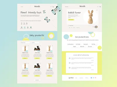 Online eco-friendly wooden toys shop - mockup design. e commerance mock up product design web design