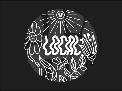 Local flat lettering lineart local typography