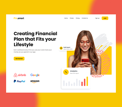 Fin.smart - Finance Hero Section behance branding design dribbble figma finance landingpage logo ui website welovedesign