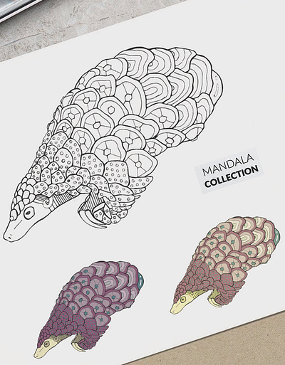 Mandala Pangolim art design digital painting drawing handmade illustration vector