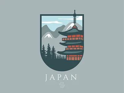 Japan anime asia badge china design forest honshu icon illustration japan japanese kyushu logo minimal mountain nature shikoku shogun tokyo vector