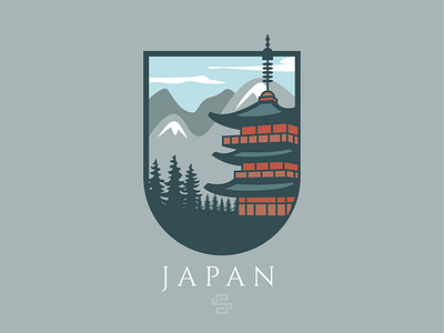 Japan anime asia badge china design forest honshu icon illustration japan japanese kyushu logo minimal mountain nature shikoku shogun tokyo vector