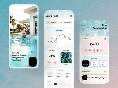 Smart Pool UI Design to Ease Your Swim!🏊 app control home house internet of things iot mobile mobile app design pool product design smart life smart pool swim swimming swimming pool ui ui design water