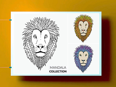 Mandala Lion art design digital painting illustration vector