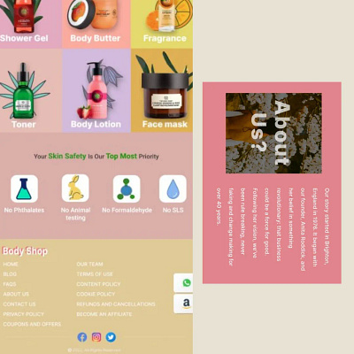 Body Shop landing page branding design figma graphic design illustration logo ui uiux ux vector