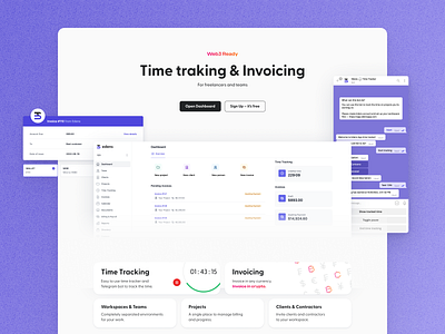 Edens — Crypto invoicing & Time tracking landing branding buttons card crypto dashboard design development figma hero image invoicing landing landing page logo price purple time traking ui ux uxui web3