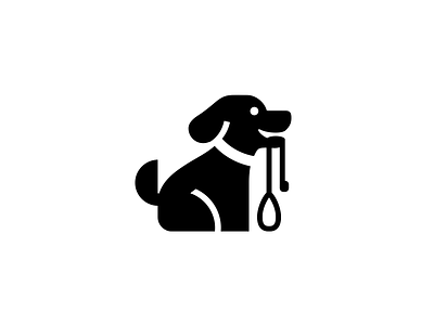 Dog & Leash academy black and white brand branding course dog doggy geometric identity k9 leash logo monochrome pet pictorial mark puppy smile symbol training walking