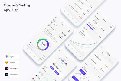 Finance & Banking App UI Kit app banking design finance fintech money transfer transaction ui ui design ui kit ux wallet