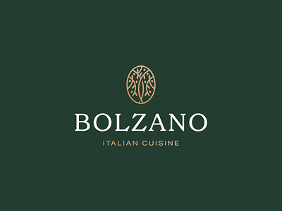 Bolzano Logo Design brand branding design icon italian italiancuisine italianfood kitchen logo logodesign minimal natural nature olive olive oil olive tree pasta pizza restaurant tree