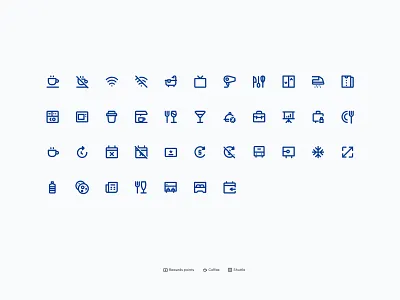 Hotel amenities iconography app hotel iconography icons interface traveling ui