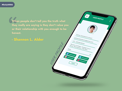 User Profile DailyUI006 app design dailyui006 mobile app design mobile app ui design mobile ui design product app design profile design profile ui ui user profile ui