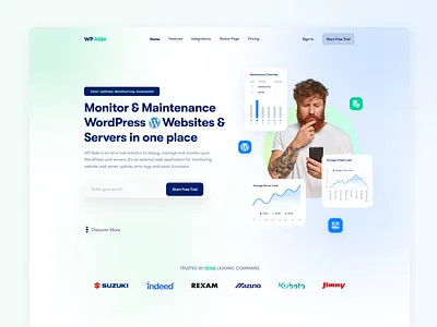 WP Aide Saas Landing Page b2b saas landing best saas landing pages design elementor elementor pro elementor pro elementor templates graphic design monitoring assistant saas saas landing page example saas landing pages ui uptime monitoring web servers website maintenance website monitoring wordpress wordpress website