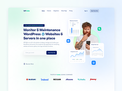 WP Aide Saas Landing Page b2b saas landing best saas landing pages design elementor elementor pro elementor pro elementor templates graphic design monitoring assistant saas saas landing page example saas landing pages ui uptime monitoring web servers website maintenance website monitoring wordpress wordpress website