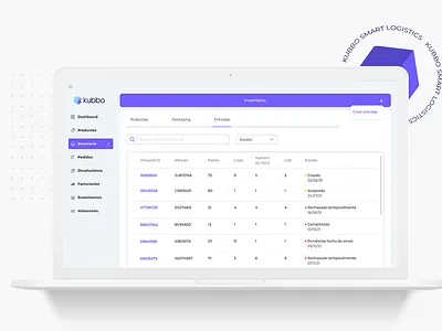 Inventory page - Kubbo Smart Logistics dashboard digital product design inventory logistics saas platform startup tables ui design ux design
