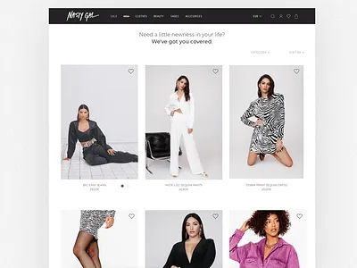 Nasty Gal - products list page concept design ecommerce fashion marketplace product page ui design ux design