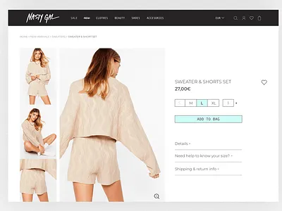 Nasty Gal - Checkout page checkout design checkout page fashion selector ui design ux design web design