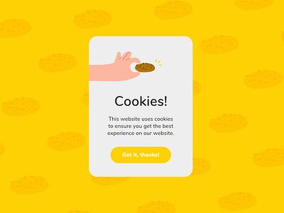 Daily UI Challenge 16 - Pop-up/Overlay btn cookies dailyui dailyuichallenge day16 graphic design overlay photoshop pop up ui uiux