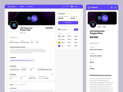 Casama | Pool Details bazen agency bitcoin blockchain crowdfunding crypto crypto app crypto desktop app crypto mobile app crypto ui crypto wallet cryptocurrency dashboard defi finance fintech mobile dashboard saas ui ui card ux